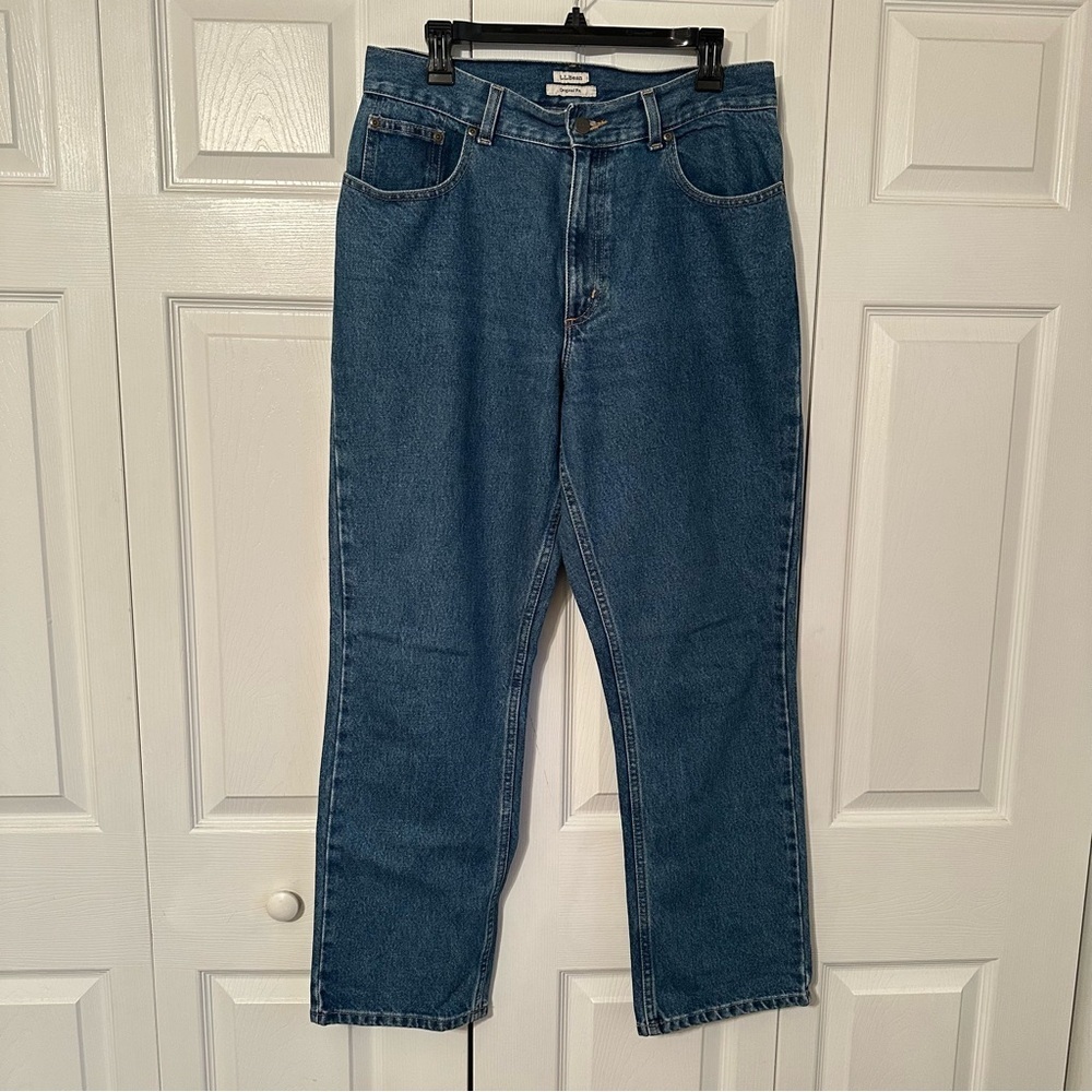 L.L.Bean Jeans Womens 12 Blue Original Fit Straight Leg 100% Cotton Denim